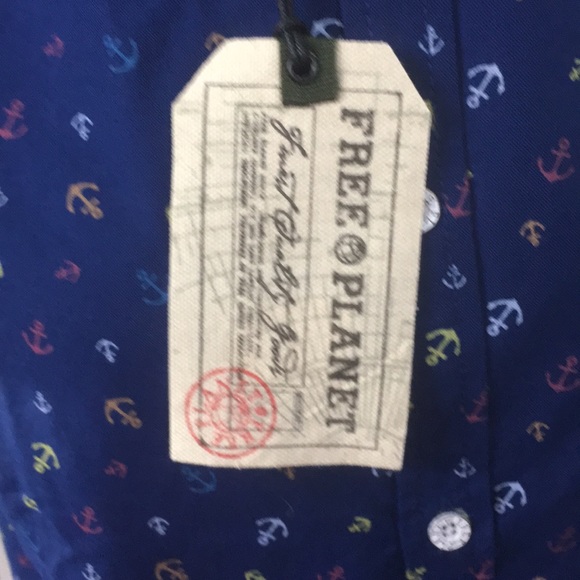 Free Planet Anchor Shirt Blue & Multi Color Size S - Picture 4 of 5